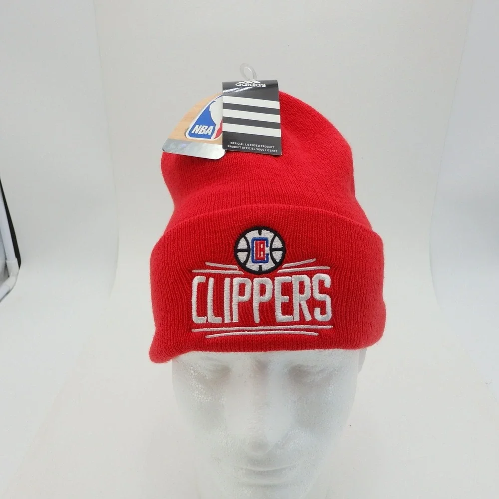 Los Angeles Clippers Beanie Cap Hat Mens Red Adidas Logo NBA NEW NWT